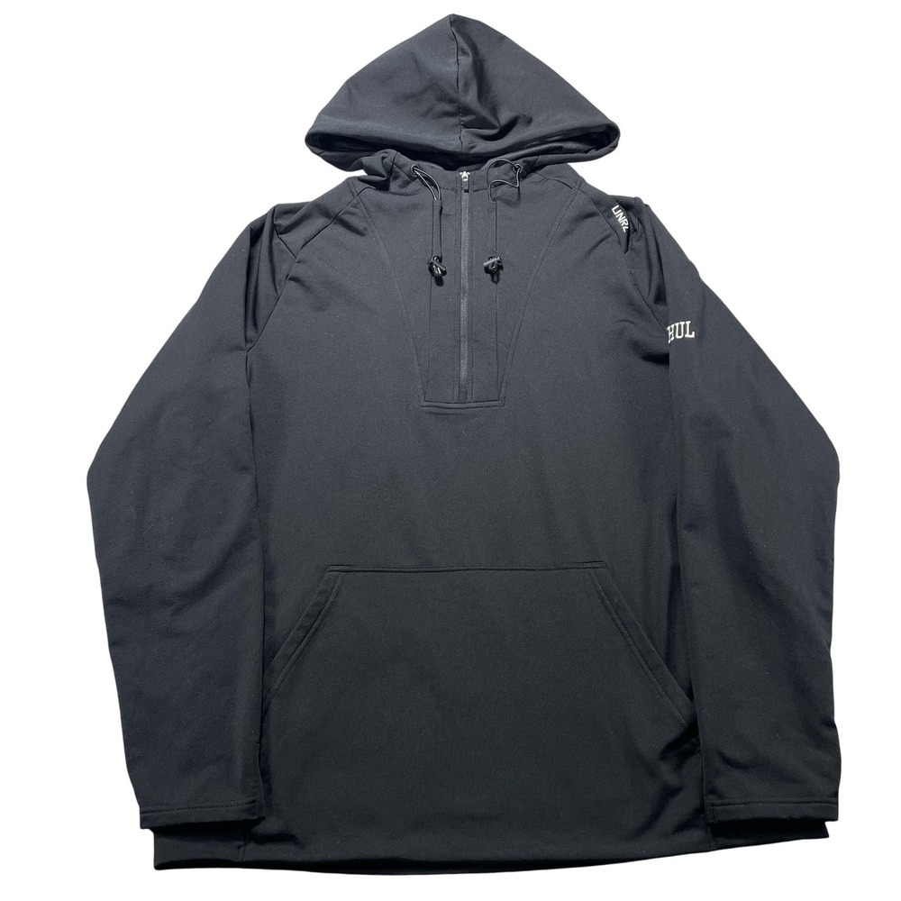 UNRL Hoodie Mens Large Black THUL 1/4 Zip Stretch Fleece Pullover Sweatshirt